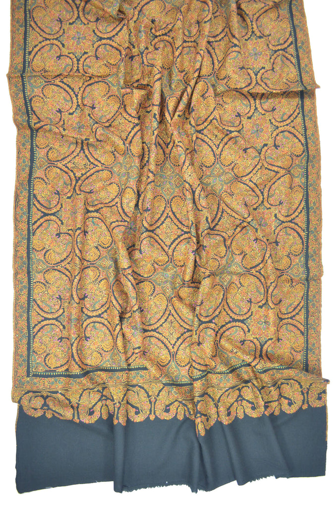 Black Traditional Design Embroidery Jamawar