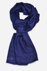 Dark navy cashmere scarf — 100% pure Kashmir pashmina, handwoven in Srinagar