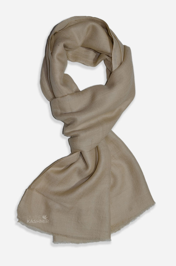 Fawn Cashmere Scarf – Pure Kashmir Pashmina | Handwoven Luxury — pure plain pashmina shawl from Kashmir