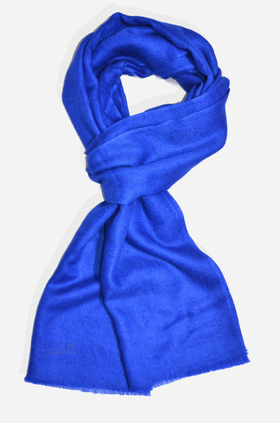 Handwoven navy blue cashmere scarf made from 100% pure Changthangi pashmina