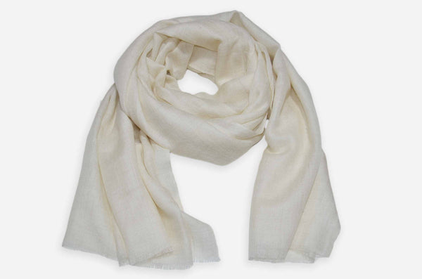 Ivory cashmere scarf made from pure Kashmir pashmina