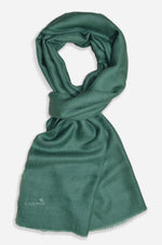 Jade green cashmere scarf handwoven in Kashmir from 100% pure Changthangi cashmere