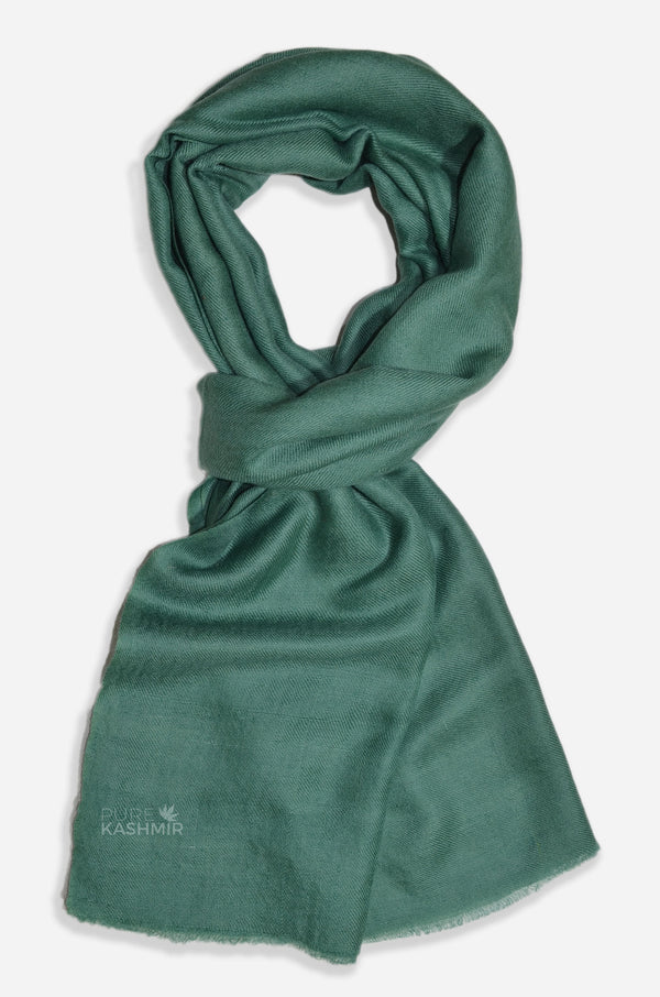 Jade Green Cashmere Scarf | Handwoven Luxury Kashmir Pashmina — pure plain pashmina shawl from Kashmir