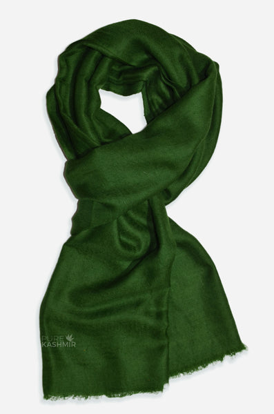 Juniper green cashmere scarf handwoven from 100% pure Changthangi cashmere in Kashmir