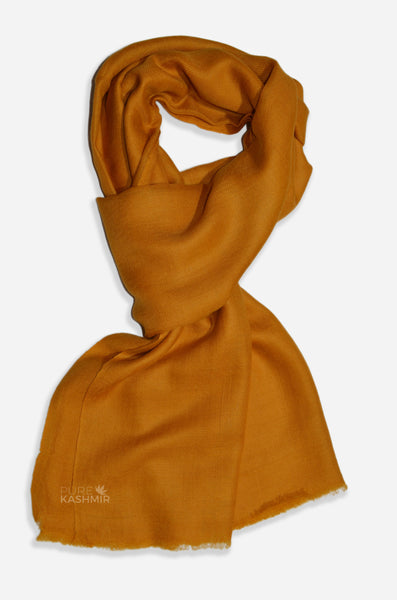Marigold cashmere scarf made from pure Kashmir pashmina handwoven in Srinagar