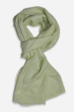 Mint green cashmere scarf handwoven in Kashmir from 100% pure Changthangi cashmere