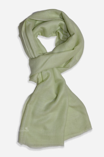 Mint green cashmere scarf handwoven in Kashmir from 100% pure Changthangi cashmere