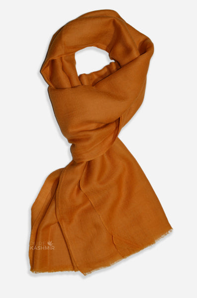 Orange cashmere scarf made from authentic Kashmir pashmina handwoven in Srinagar