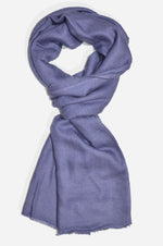 Pebble grey cashmere scarf handwoven in Kashmir from pure Changthangi pashmina