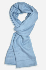 Silver grey cashmere scarf handwoven in Kashmir from pure Changthangi pashmina