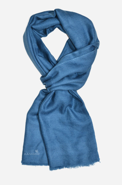 Slate grey cashmere scarf handwoven in Kashmir from pure Changthangi pashmina
