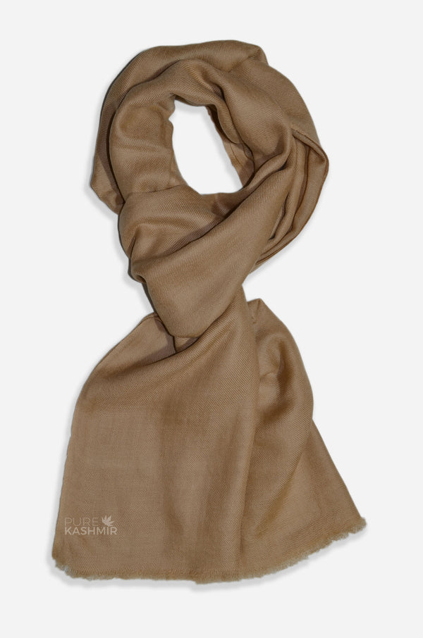 Tortilla Brown Cashmere Scarf – Pure Kashmir Pashmina | Handwoven Luxury — pure plain pashmina shawl from Kashmir