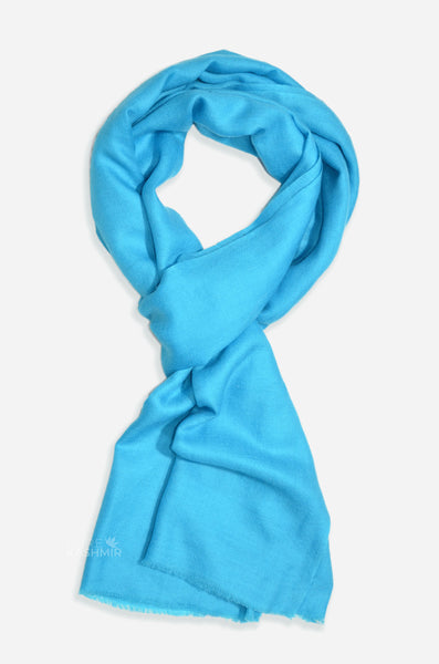 Turquoise Blue Cashmere Scarf Handwoven from 100% Pure Changthangi Pashmina