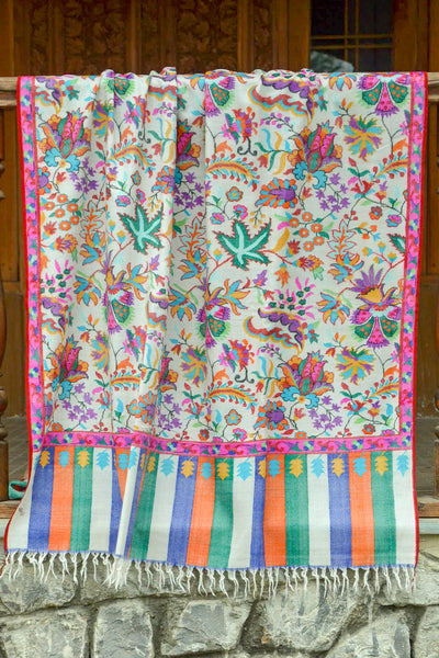 Ivory Kani Jamawar Pashmina Shawl