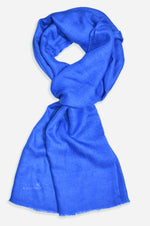 Handwoven royal blue cashmere scarf made from 100% pure Changthangi pashmina
